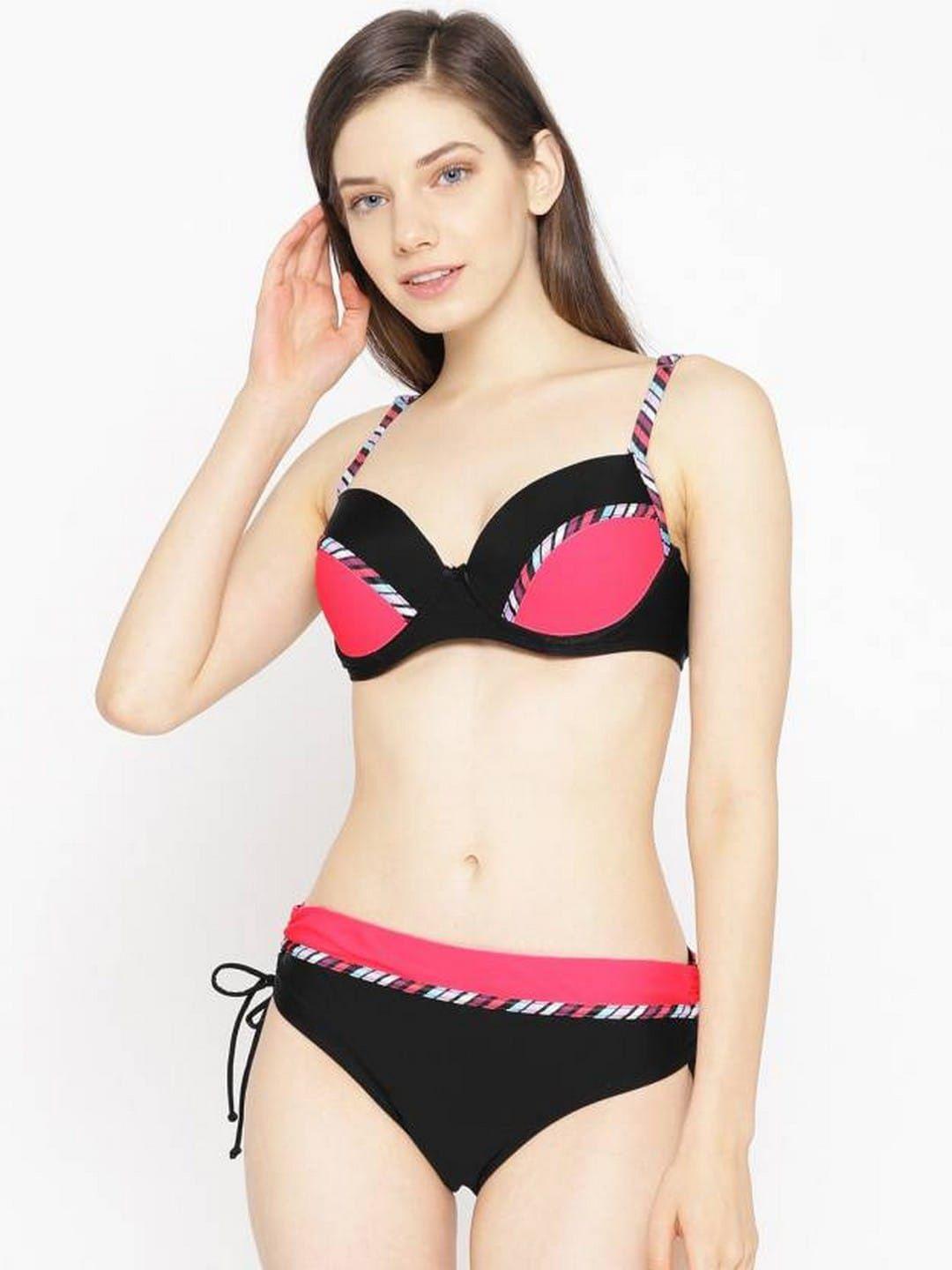 voxati colorblocked medium coverage swim bikini set