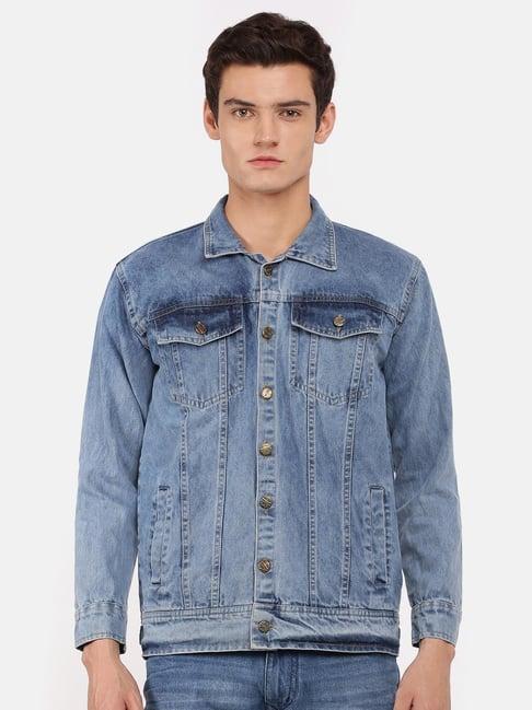 voxati light blue full sleeves shirt collar denim jacket