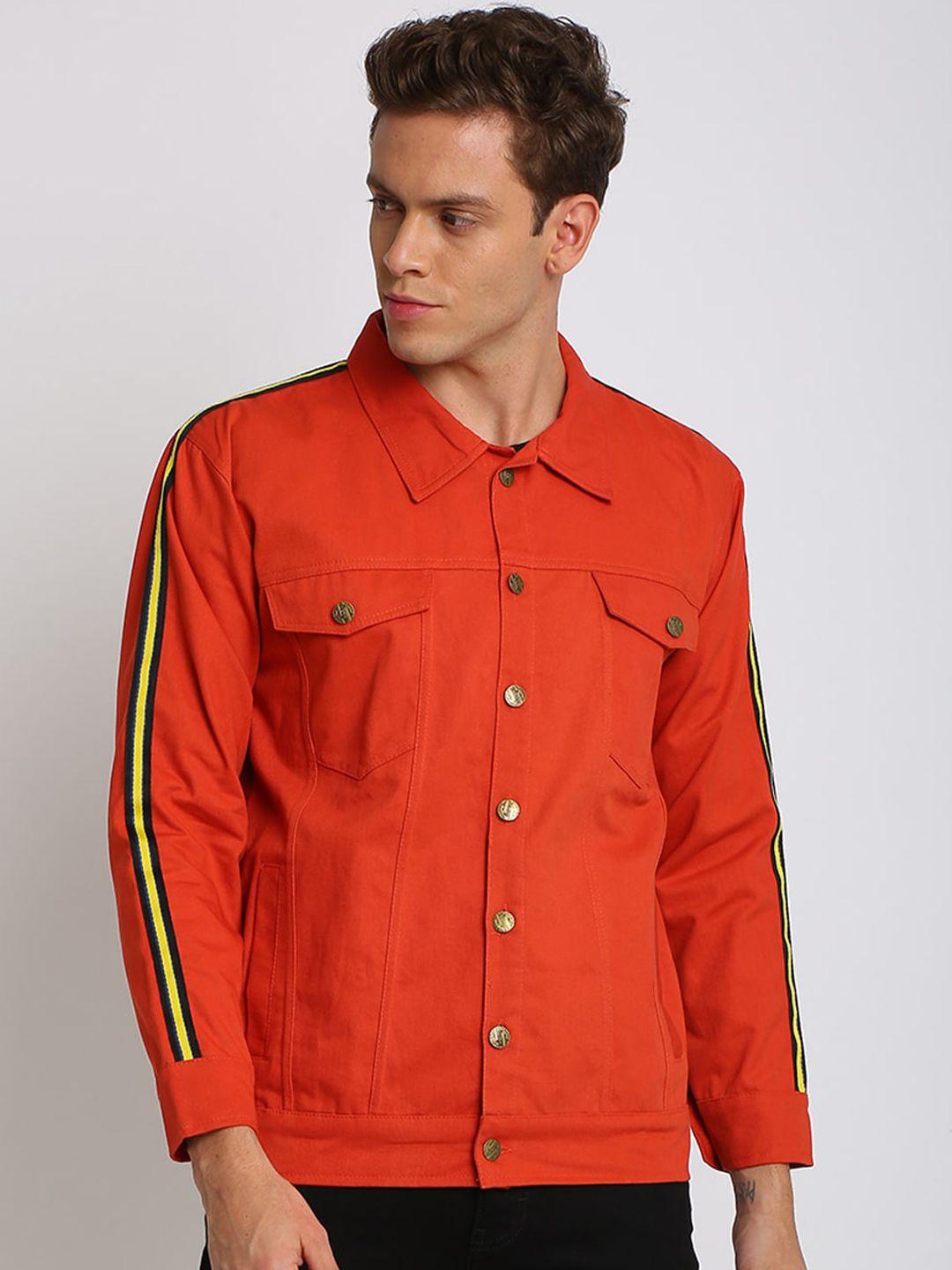 voxati men orange solid tailored jacket