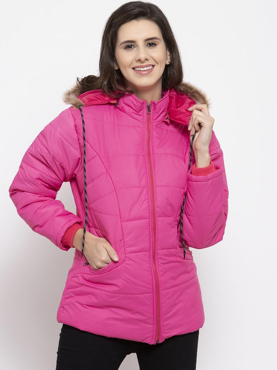 voxati women pink longline parka jacket