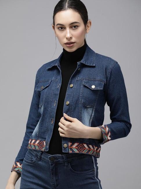 voxati blue embroidered denim jacket