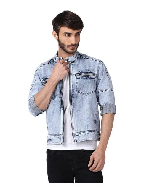 voxati blue full sleeves shirt collar denim jacket