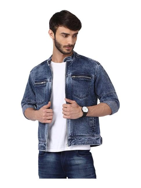 voxati blue full sleeves shirt collar denim jacket