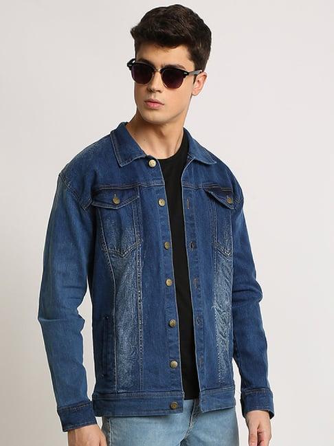 voxati blue full sleeves shirt collar denim jacket