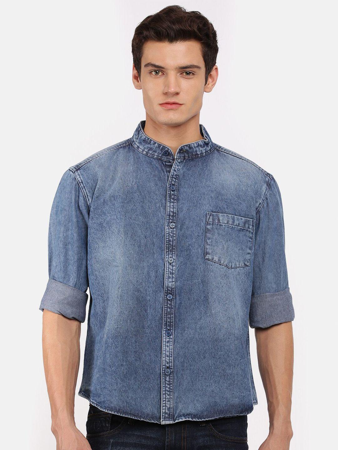voxati men blue standard faded casual shirt