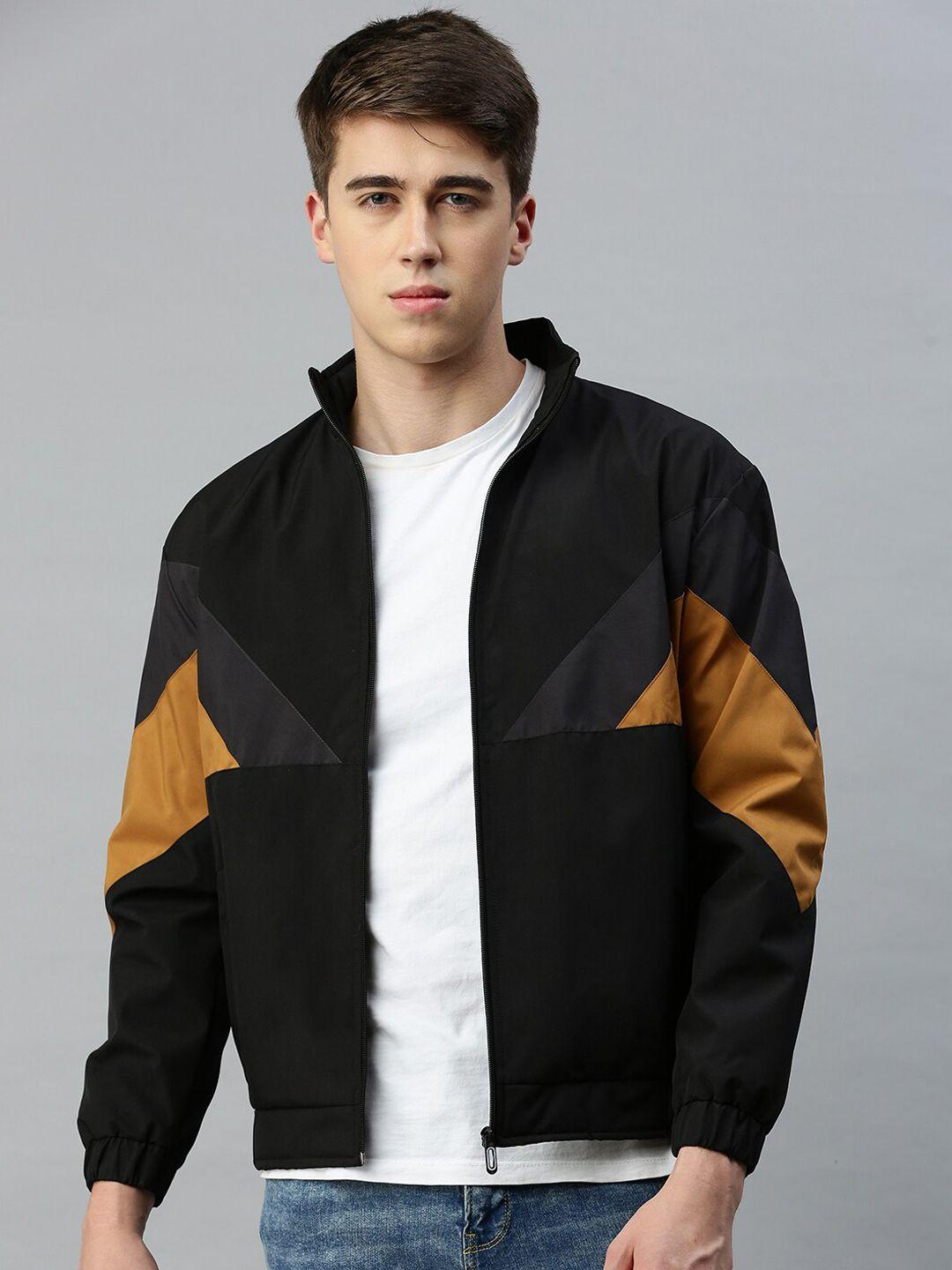 voxati men colourblocked bomber jacket