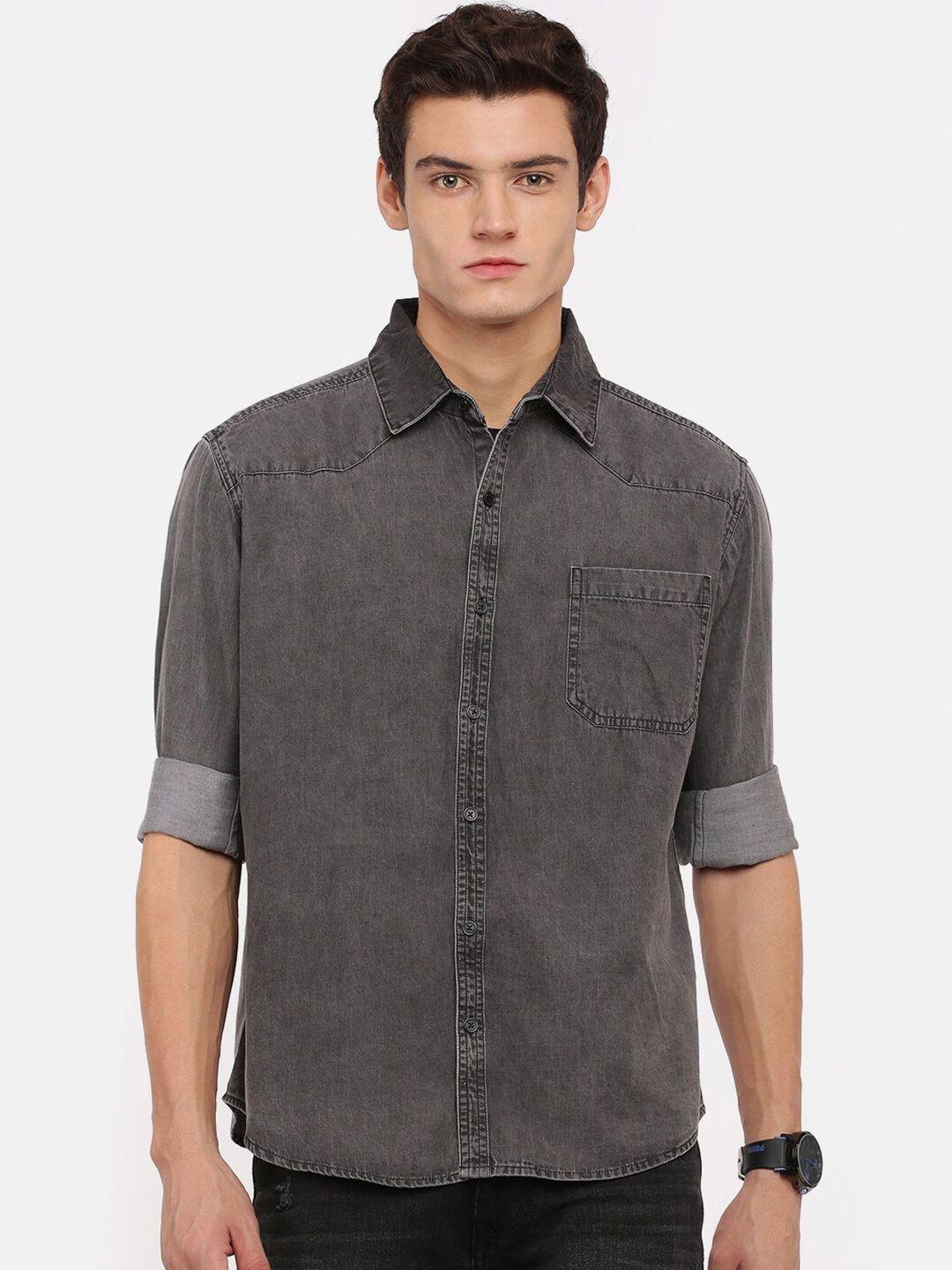 voxati men grey standard casual shirt