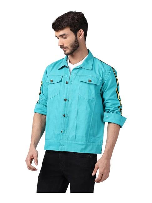 voxati sky blue full sleeves shirt collar denim jacket