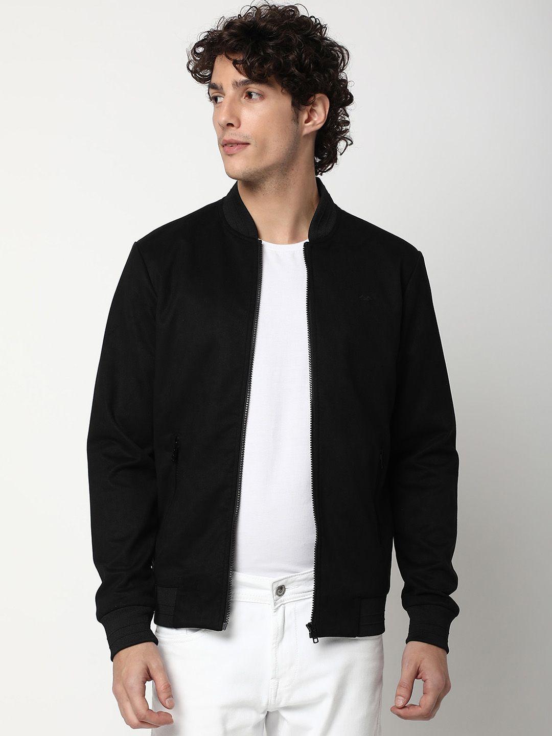 voxati stand collar open front bomber jacket