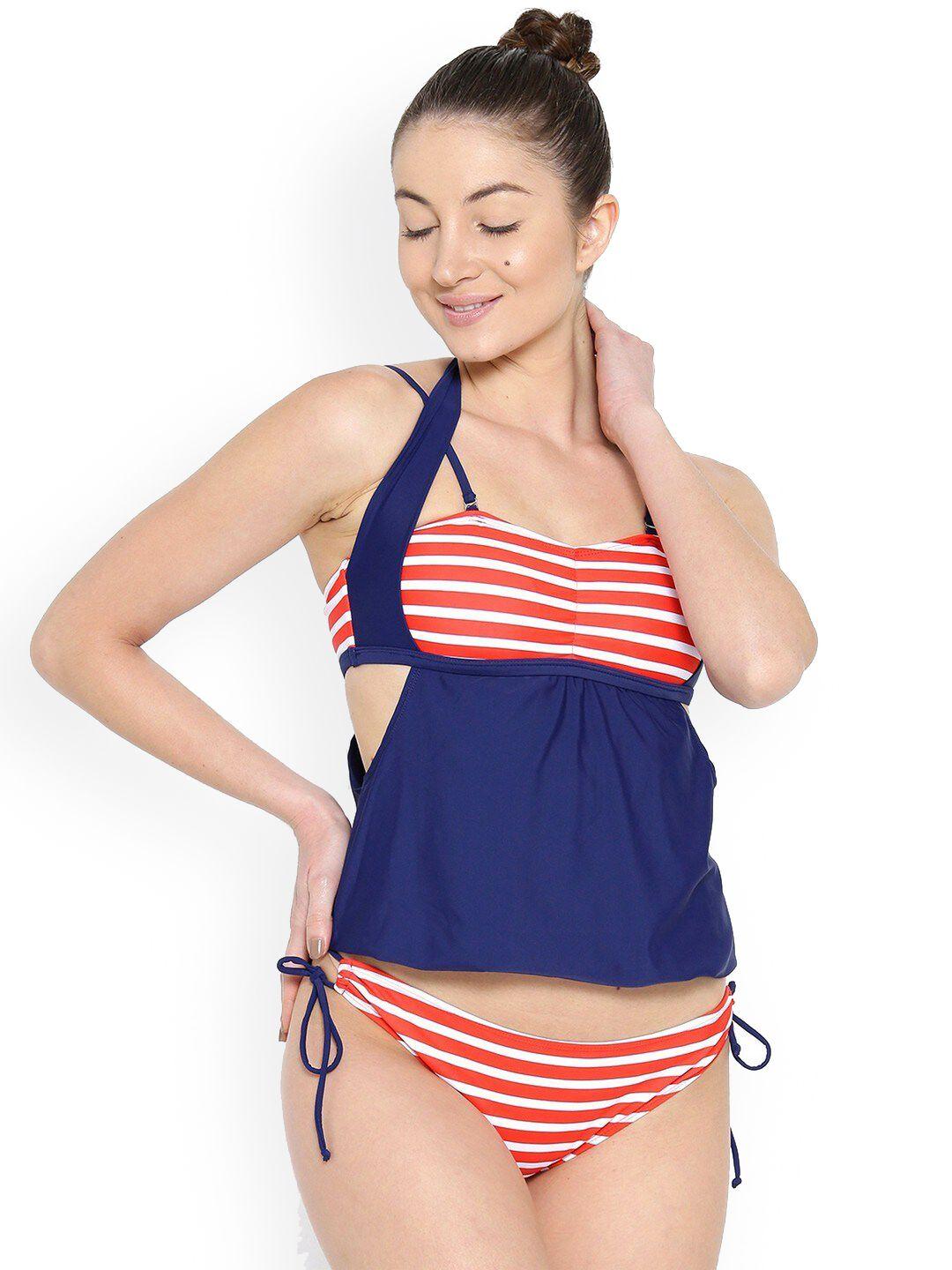 voxati striped sleeveless swim bikini set