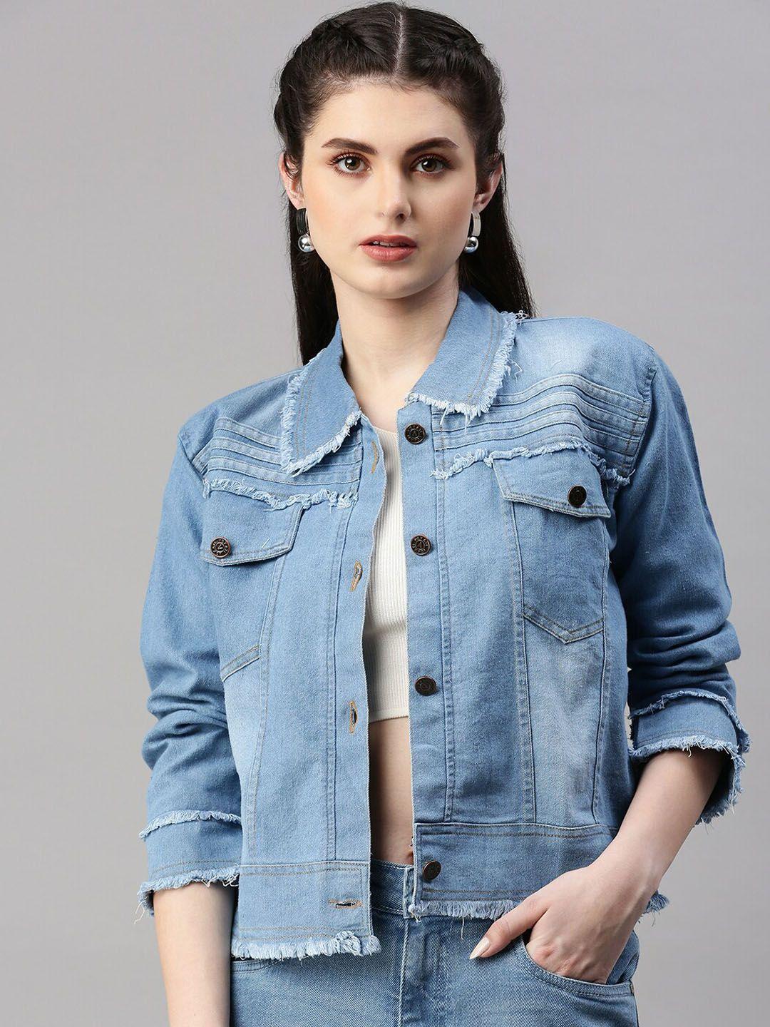 voxati washed crop denim jacket