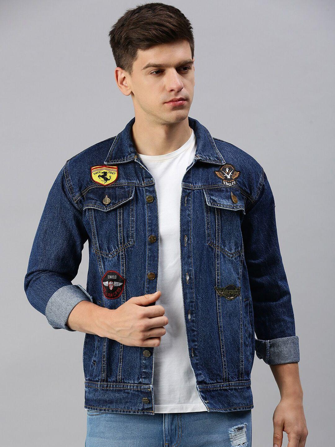 voxati washed denim jacket with patchwork