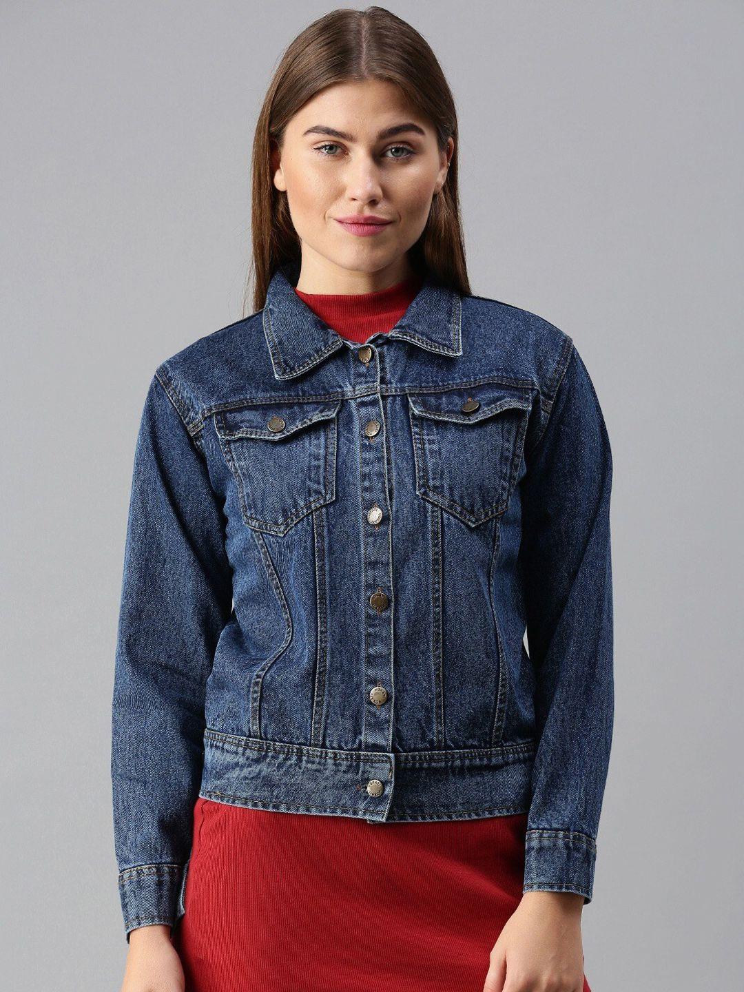 voxati women blue washed denim jacket