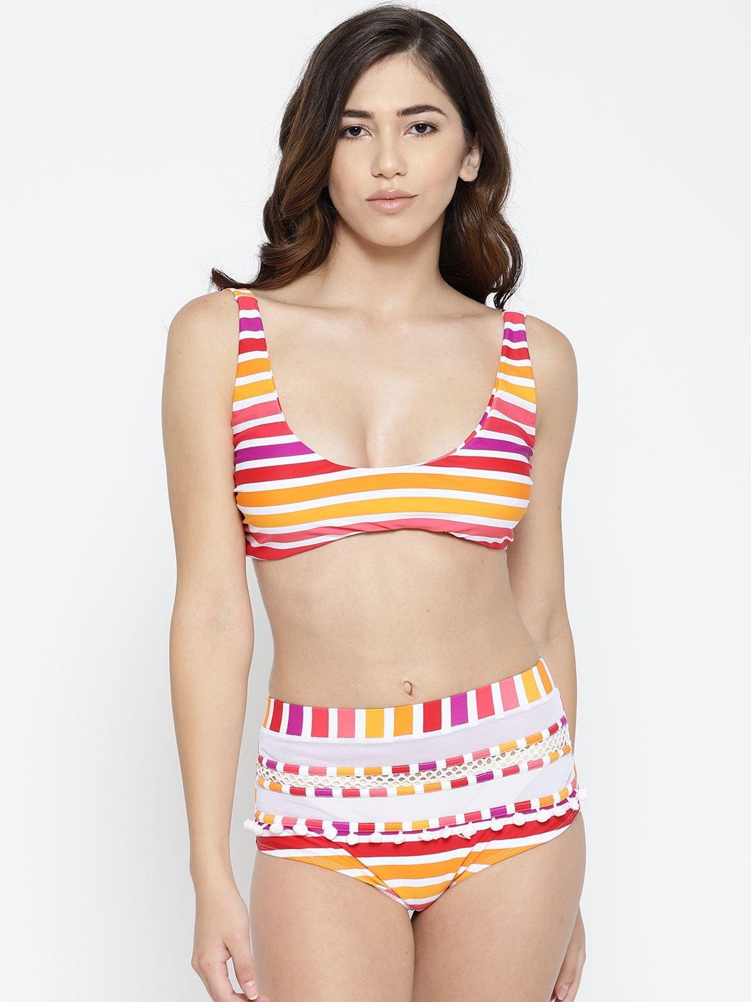 voxati women multicoloured striped swim bikini set bik702