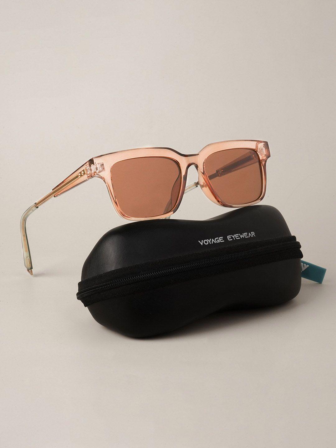voyage unisex brown lens & brown square sunglasses with uv protected lens