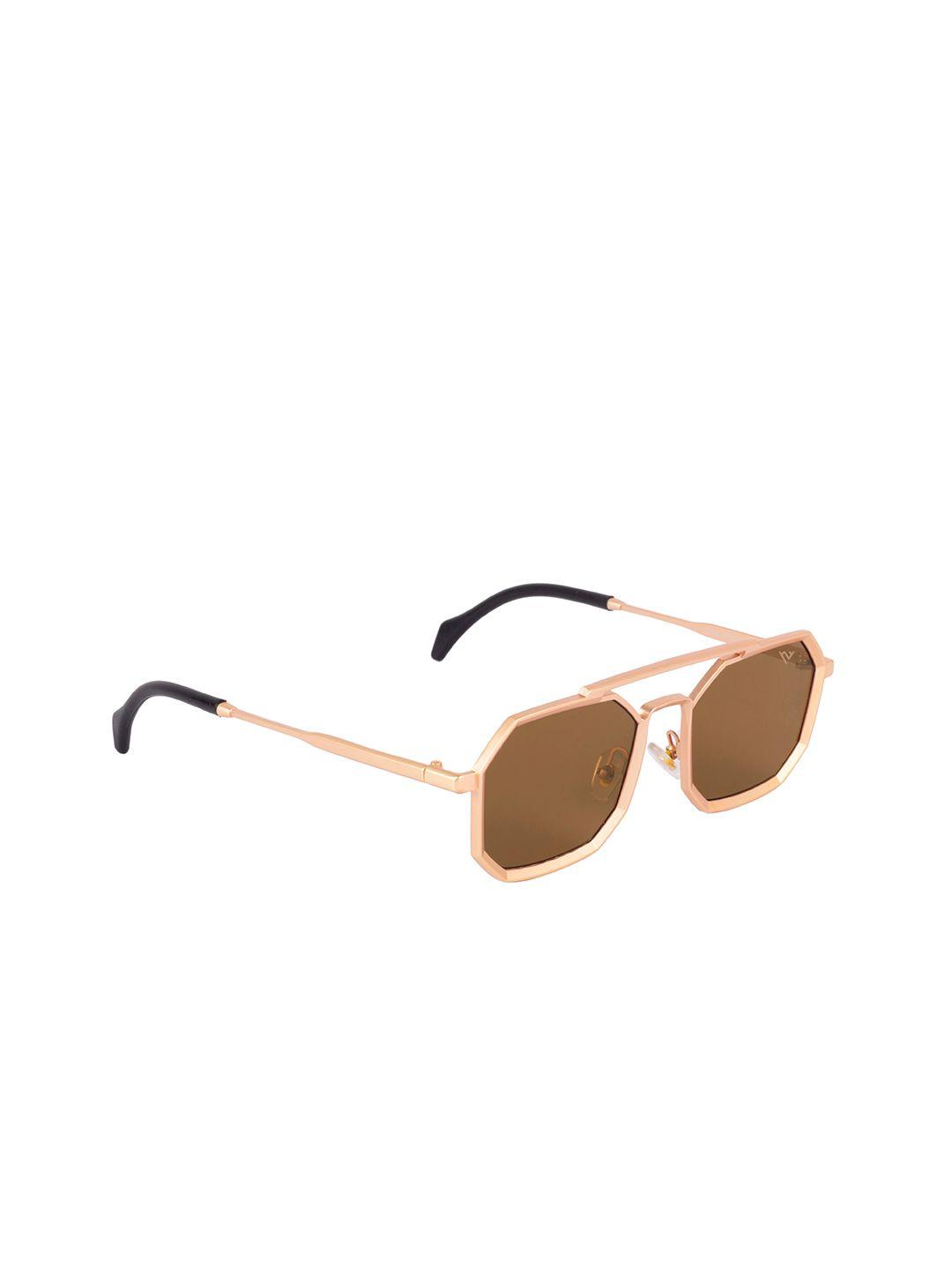 voyage unisex brown lens & gold-toned square sunglasses 2186mg3617-brown