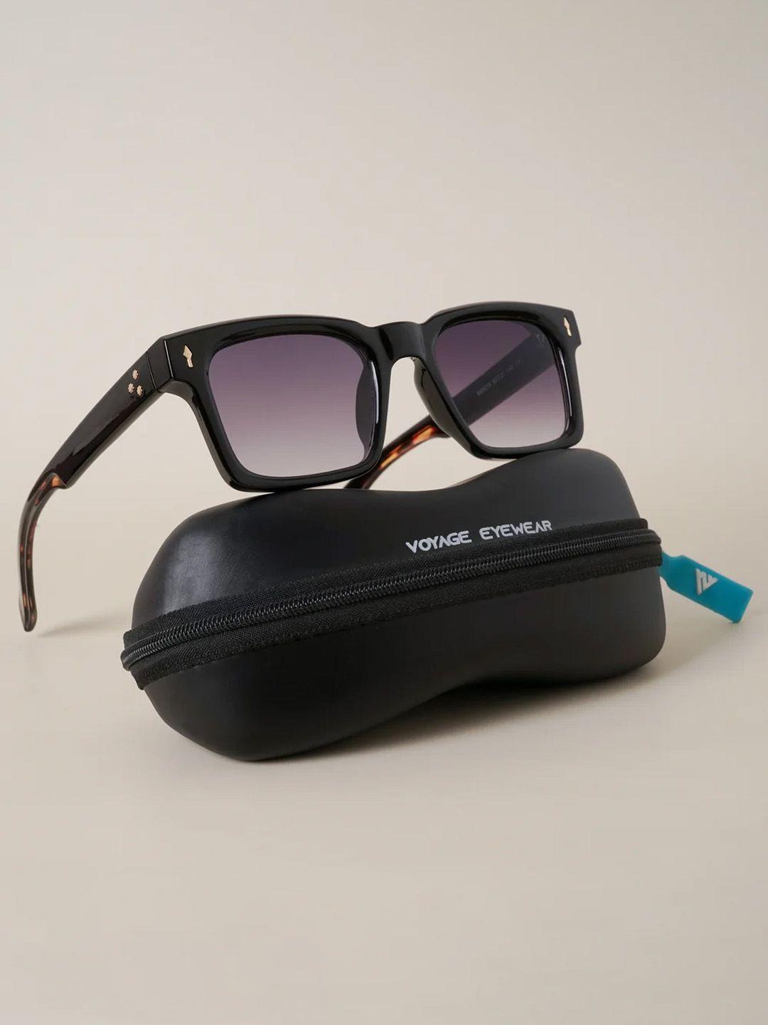 voyage unisex purple lens & black wayfarer sunglasses with uv protected lens