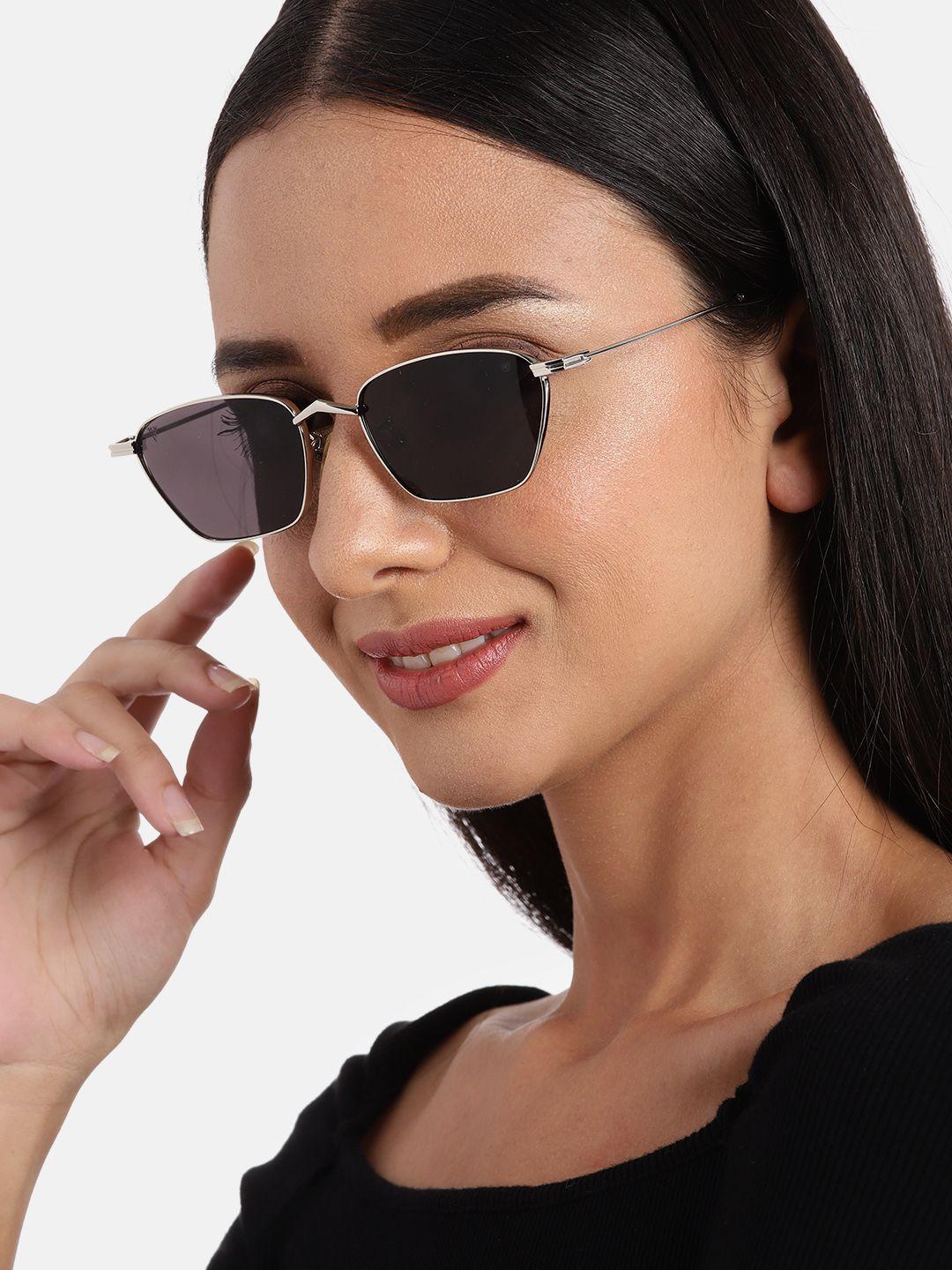 voyage women black lens rectangle sunglasses with uv protected lens b80389mg3456c