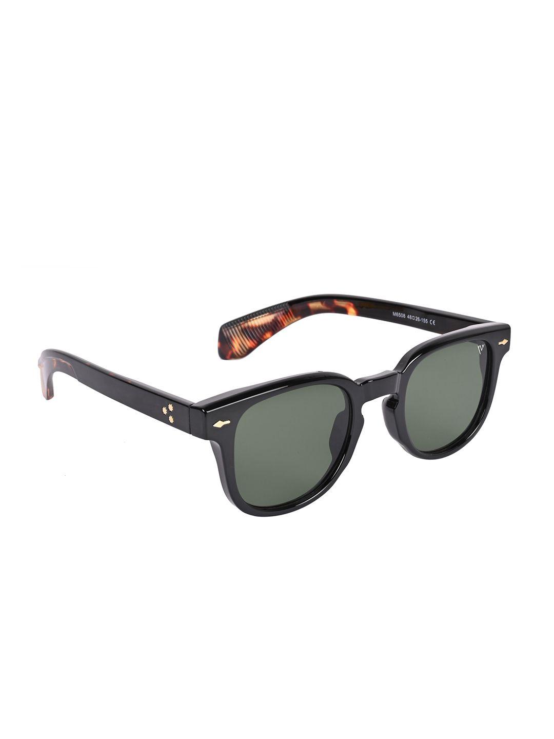 voyage women green lens & black wayfarer sunglasses with uv protected lens