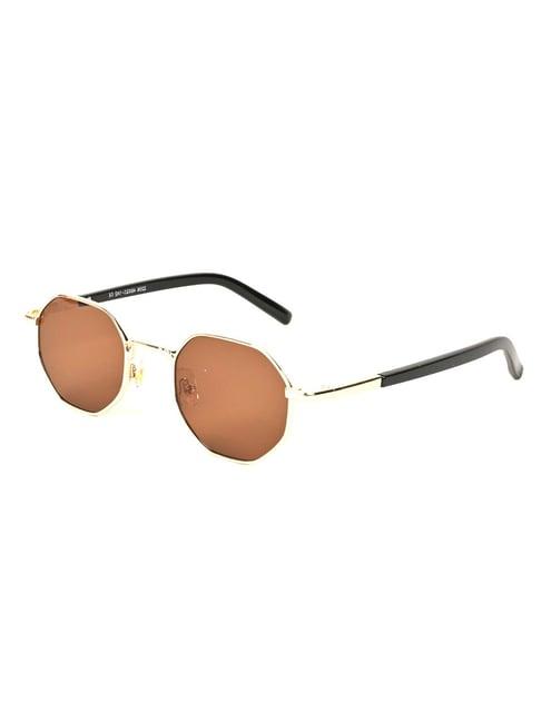 voyage brown round uv protection unisex sunglasses