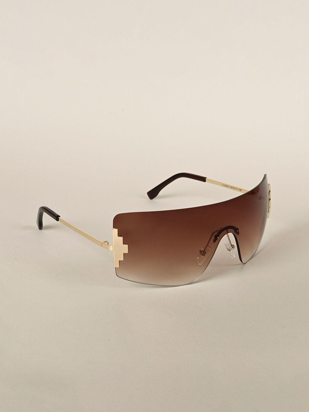 voyage gold-toned shield sunglasses with uv protected lens 3568mg4118