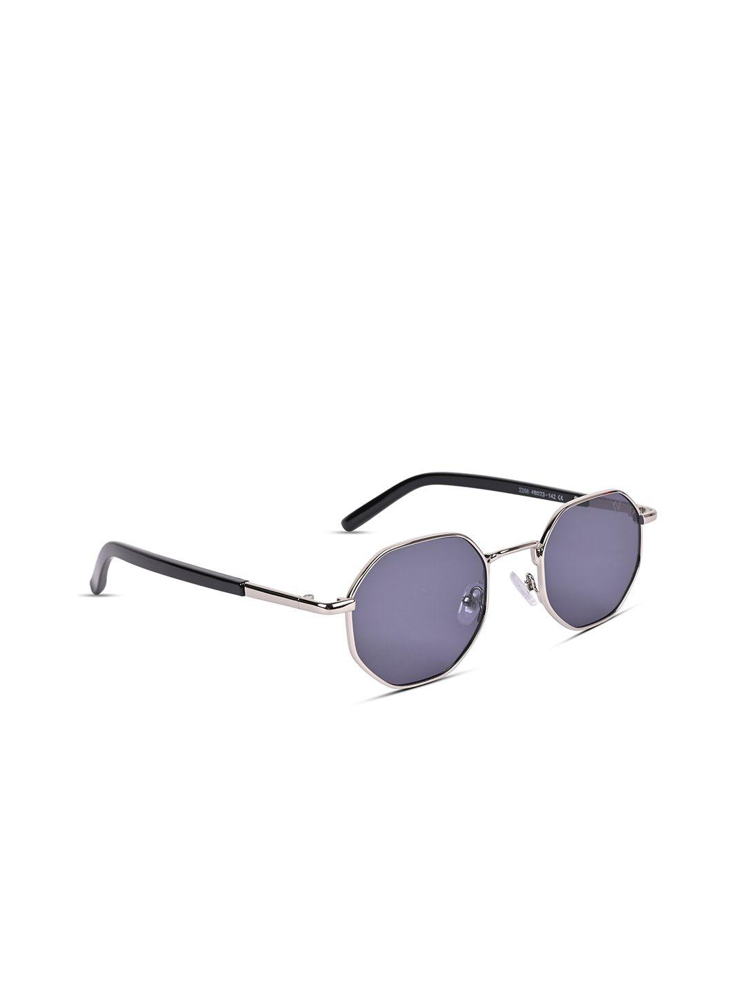 voyage unisex black lens & silver-toned round sunglasses with uv protected lens