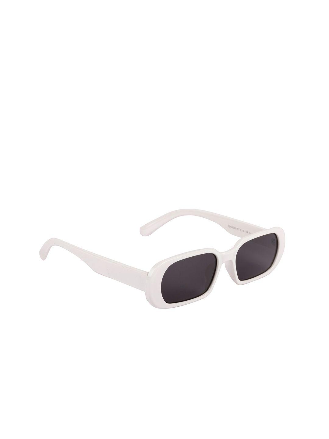 voyage unisex black lens & white full rim rectangle sunglasses