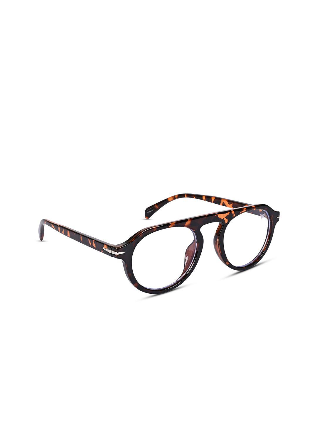 voyage unisex brown & yellow abstract full rim round frames