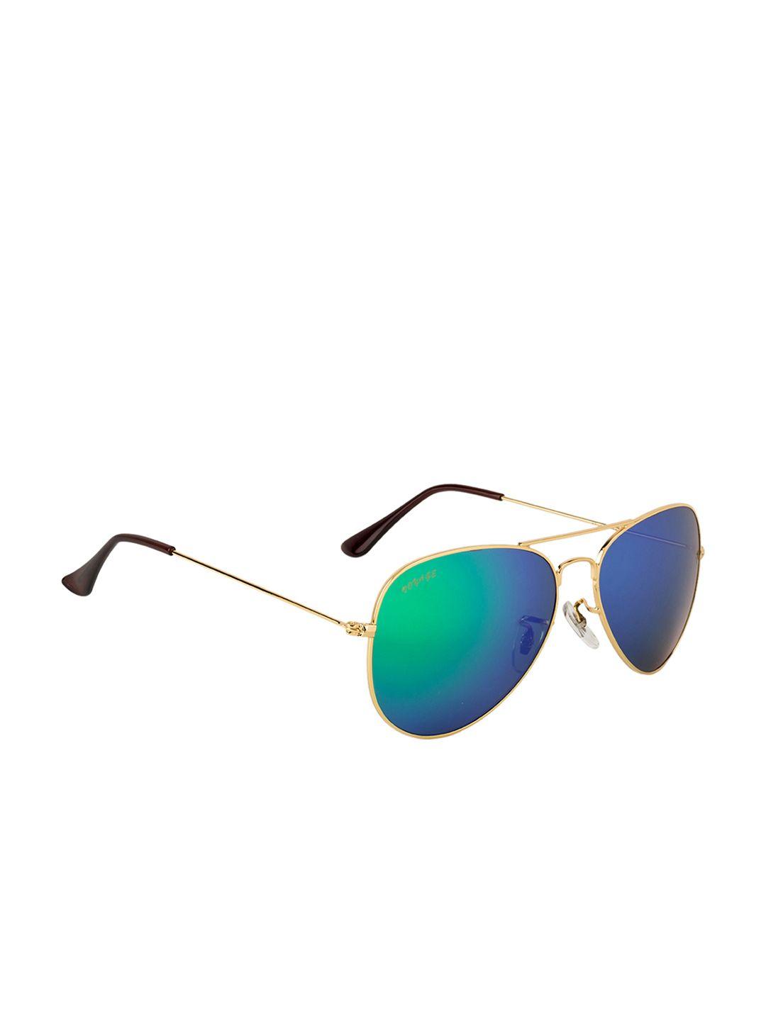 voyage unisex green & gold-toned aviator sunglasses 3026mg2387