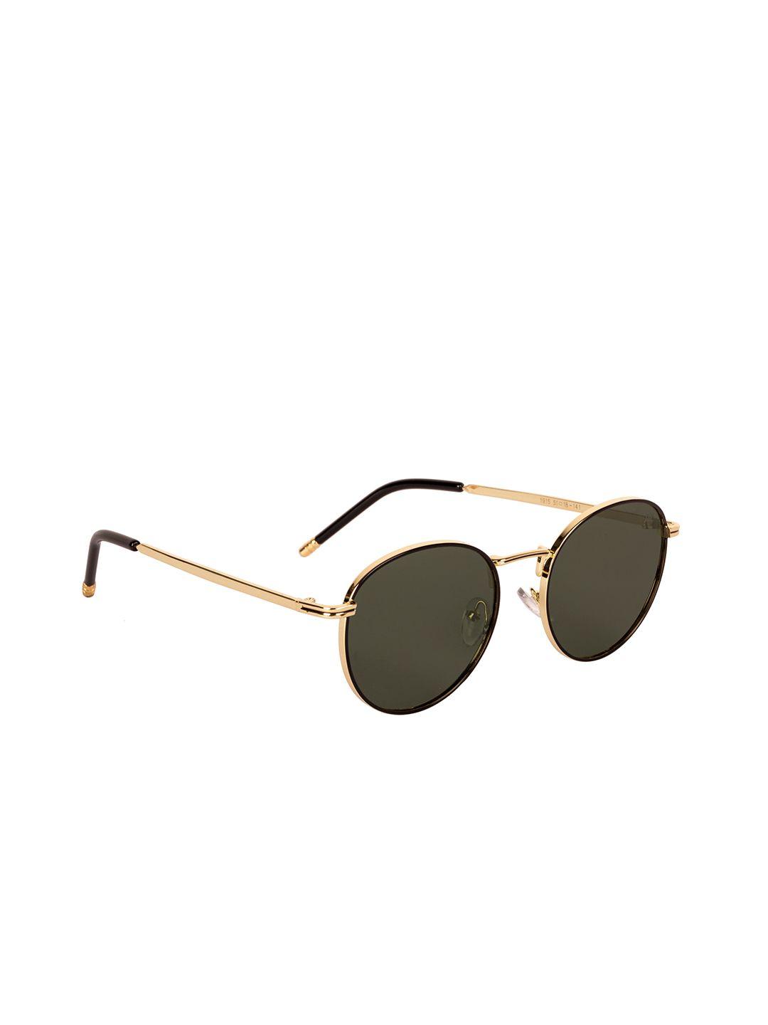 voyage unisex green lens & gold-toned round sunglasses with uv protected lens 1915mg3624