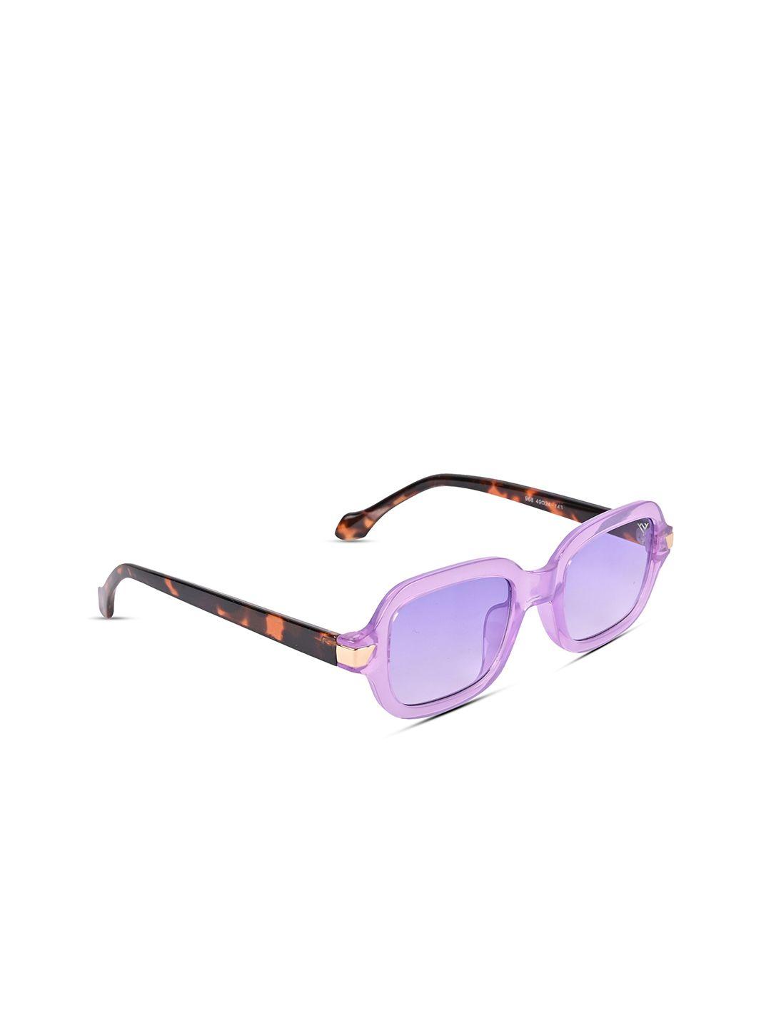 voyage unisex purple lens & purple rectangle sunglasses with uv protected lens