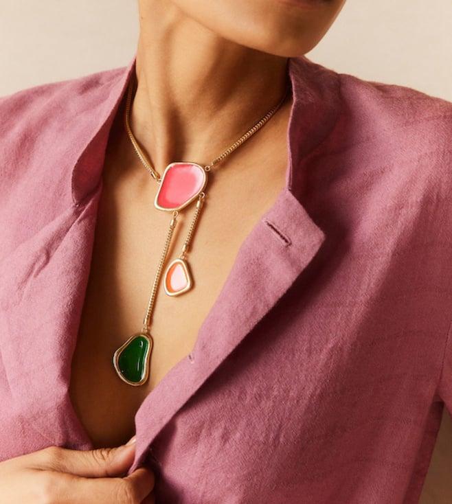 voyce jewellery orange, green & pinkriva boracey necklace - shore