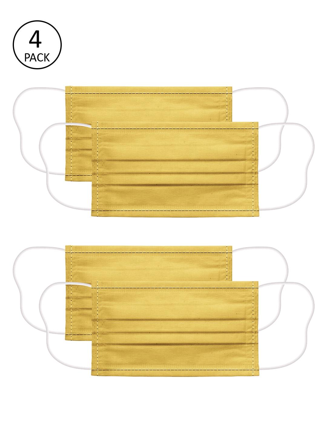 voylla adults mustard yellow pack of 4 reusable 2-ply outdoor masks