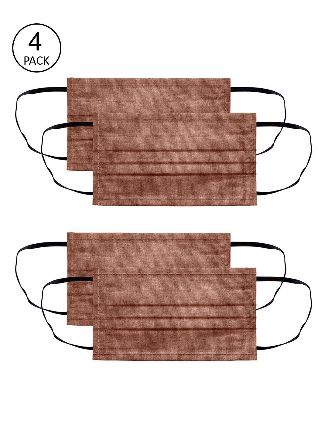 voylla unisex brown 4 pcs 2 ply reusable outdoor fabric masks