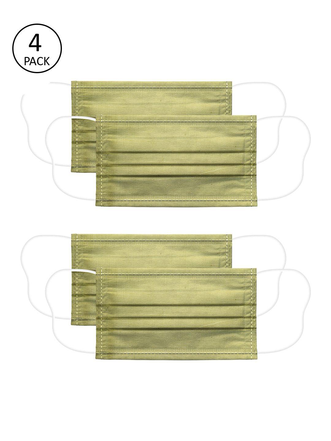 voylla unisex lime green 4 pcs 2 ply reusable outdoor fabric masks