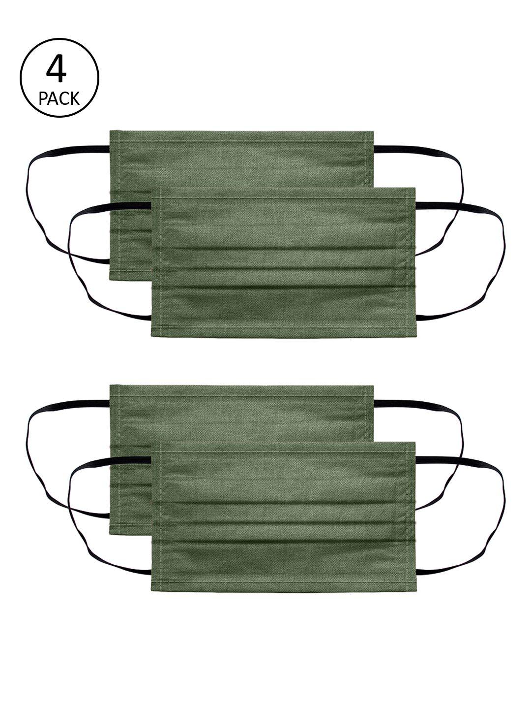 voylla unisex olive green 4 pcs 2 ply reusable outdoor fabric masks