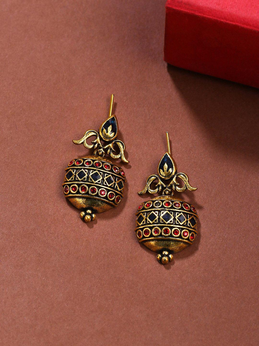 voylla gold arabian nights antique lamp designed earrings