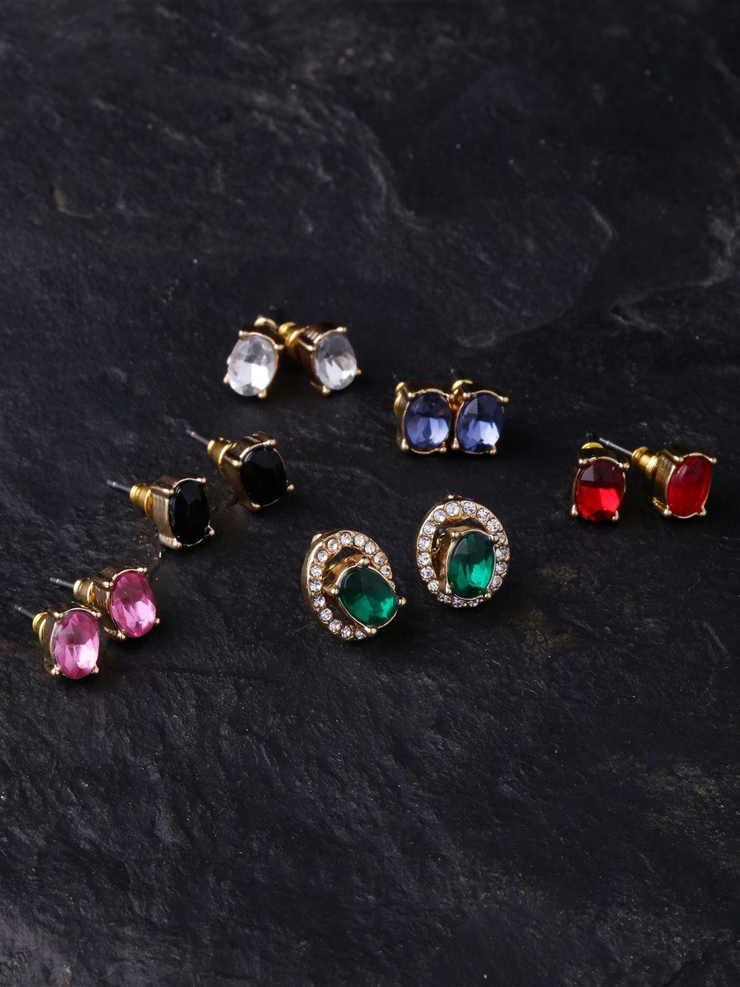 voylla gold-plated multicoloured handcrafted geometric studs