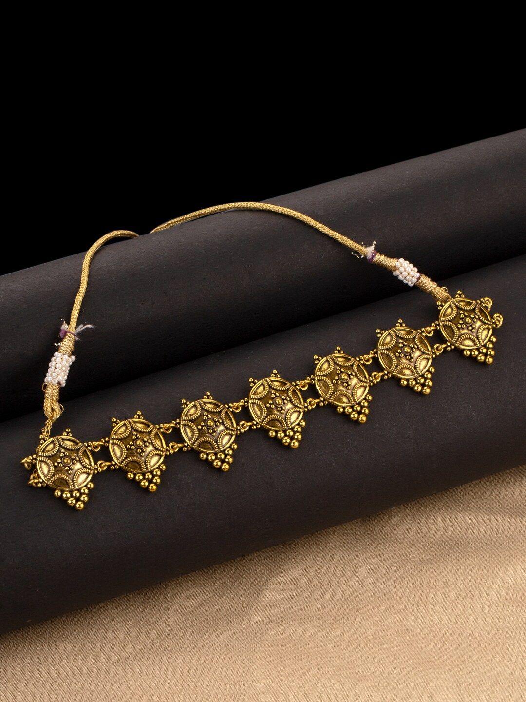 voylla gold-plated oxidised choker necklace