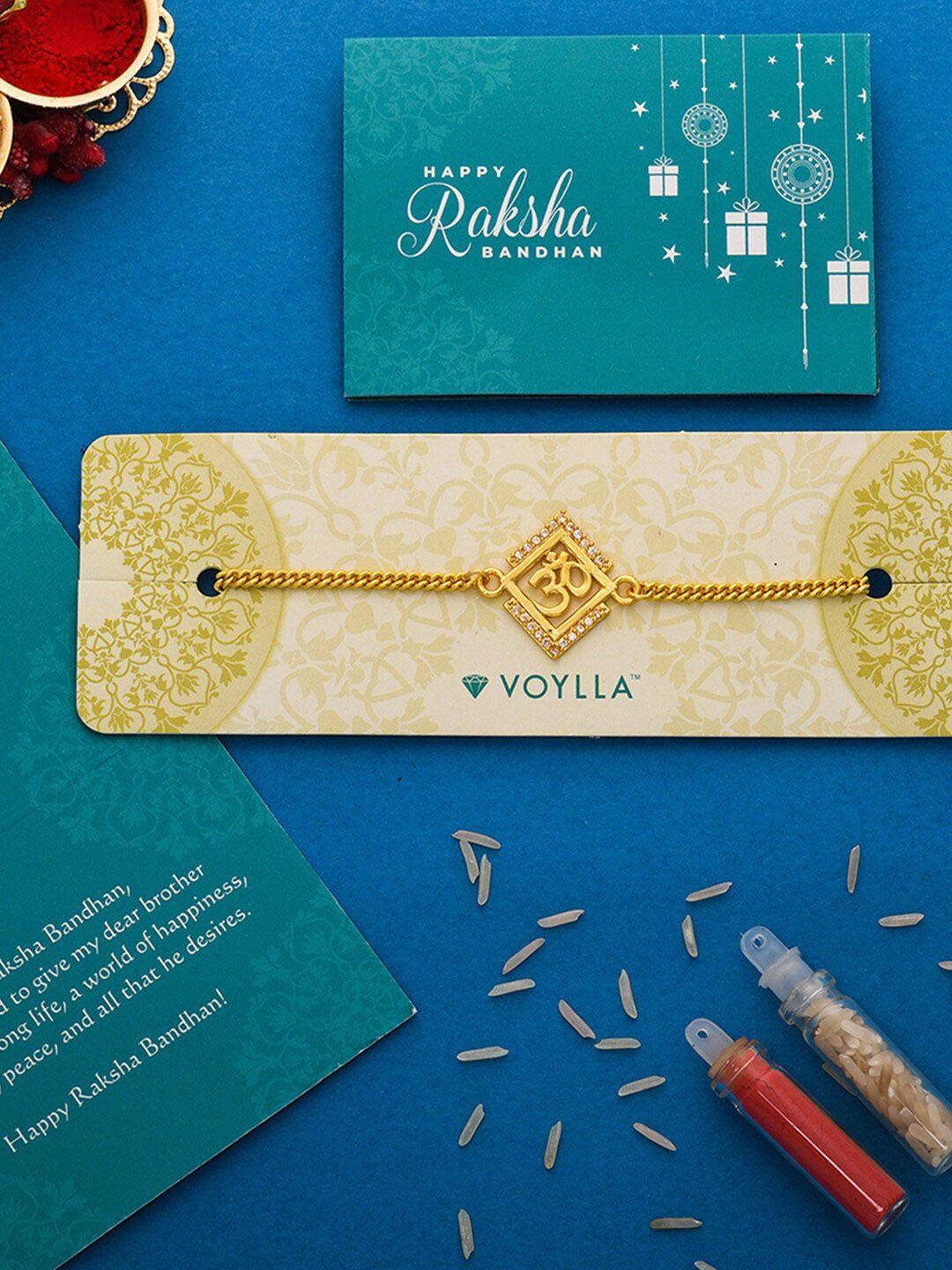 voylla gold-toned bracelet style om rakhi
