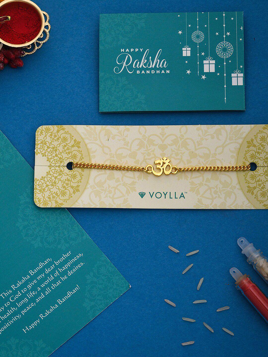 voylla gold-toned om bracelet style rakhi
