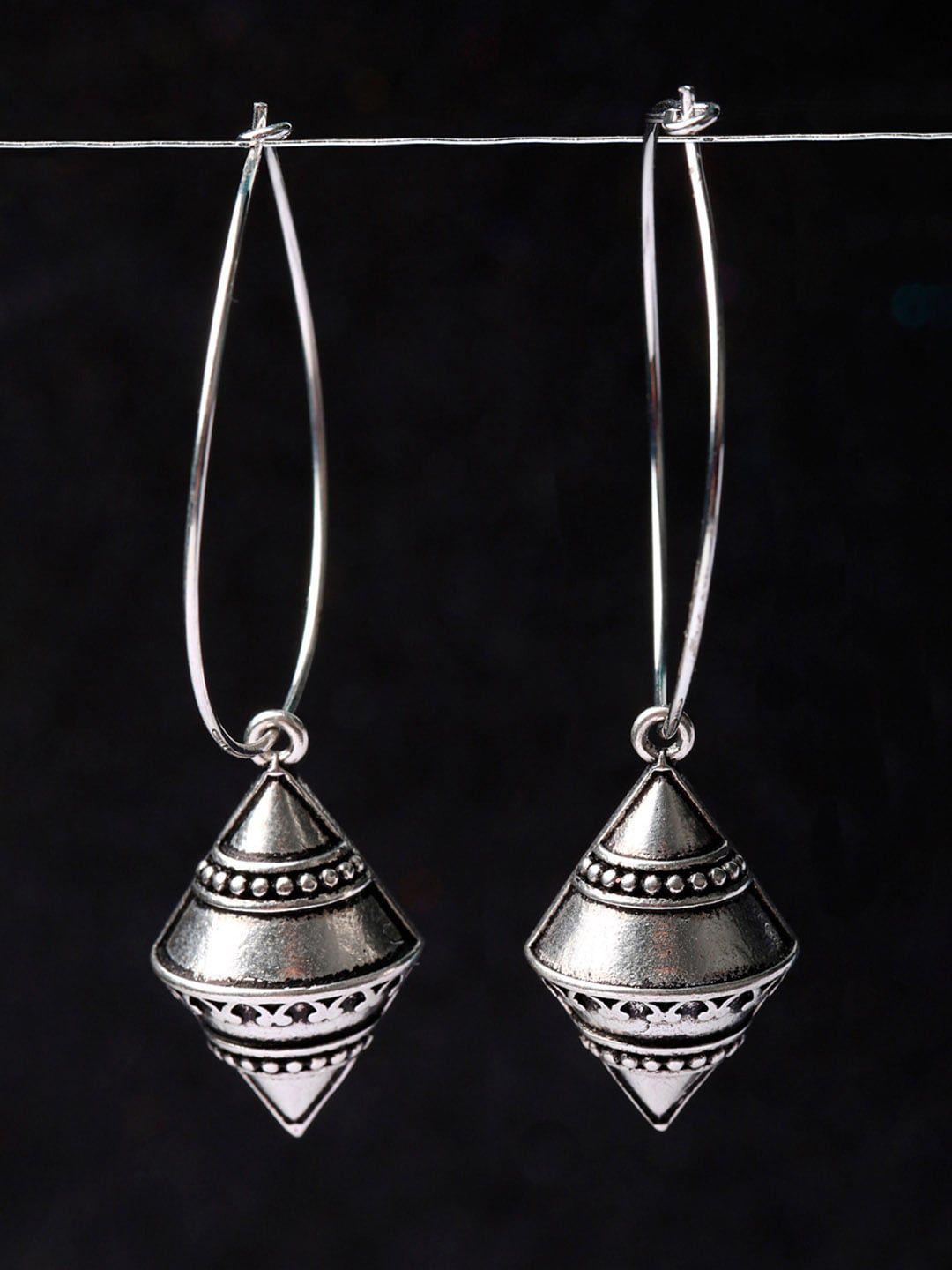 voylla silver-plated geometric drop earrings