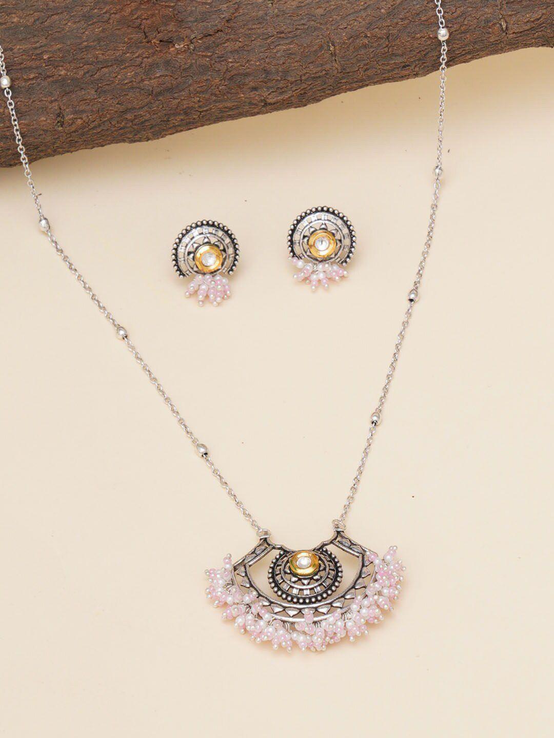 voylla silver-plated oxidised jewellery set