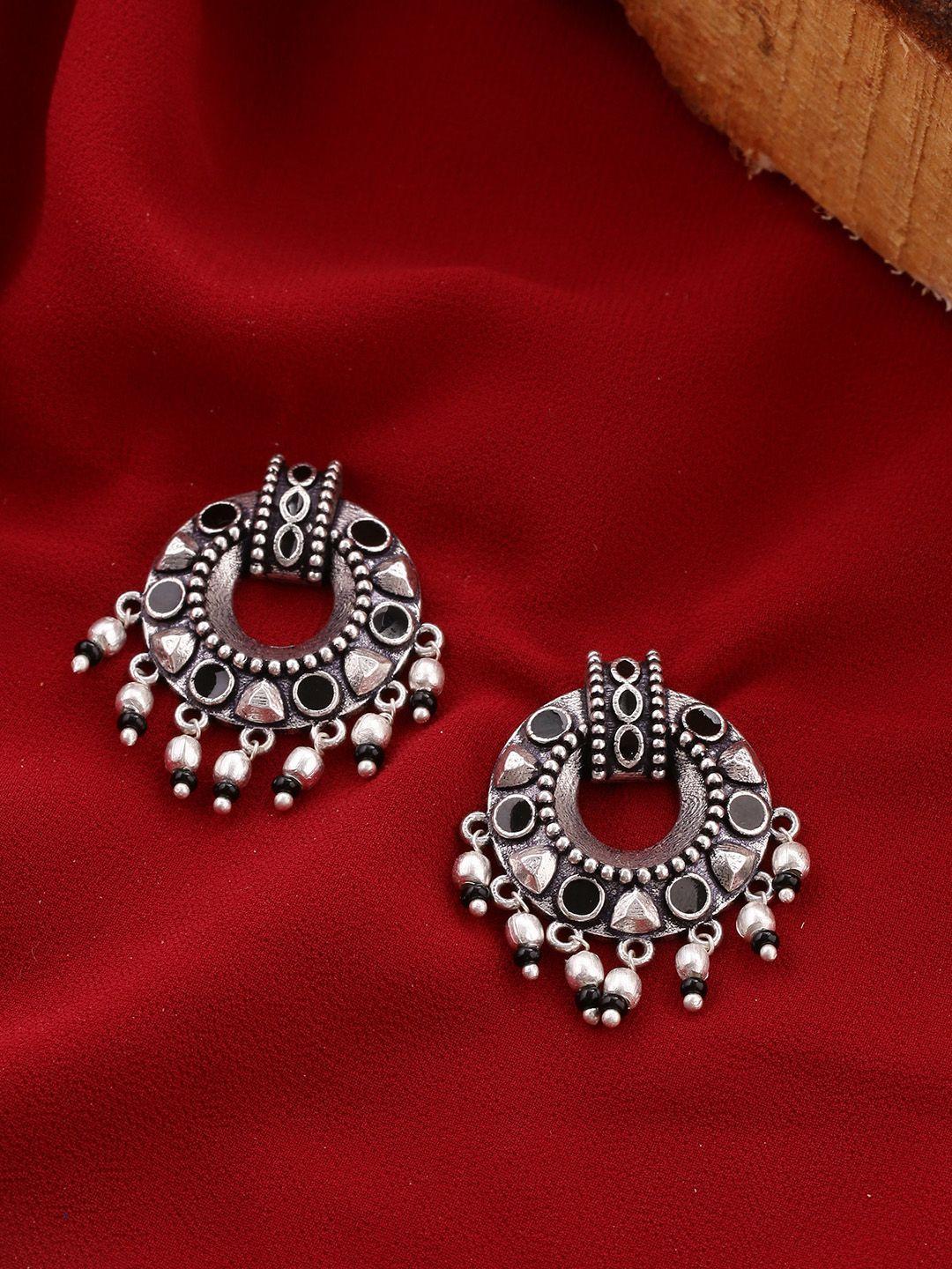 voylla silver-toned classic drop earrings