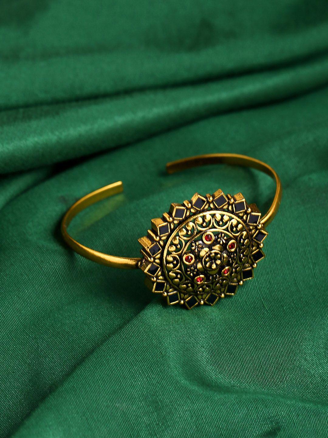 voylla women gold-plated arabian nights antique oxidised cuff bracelets