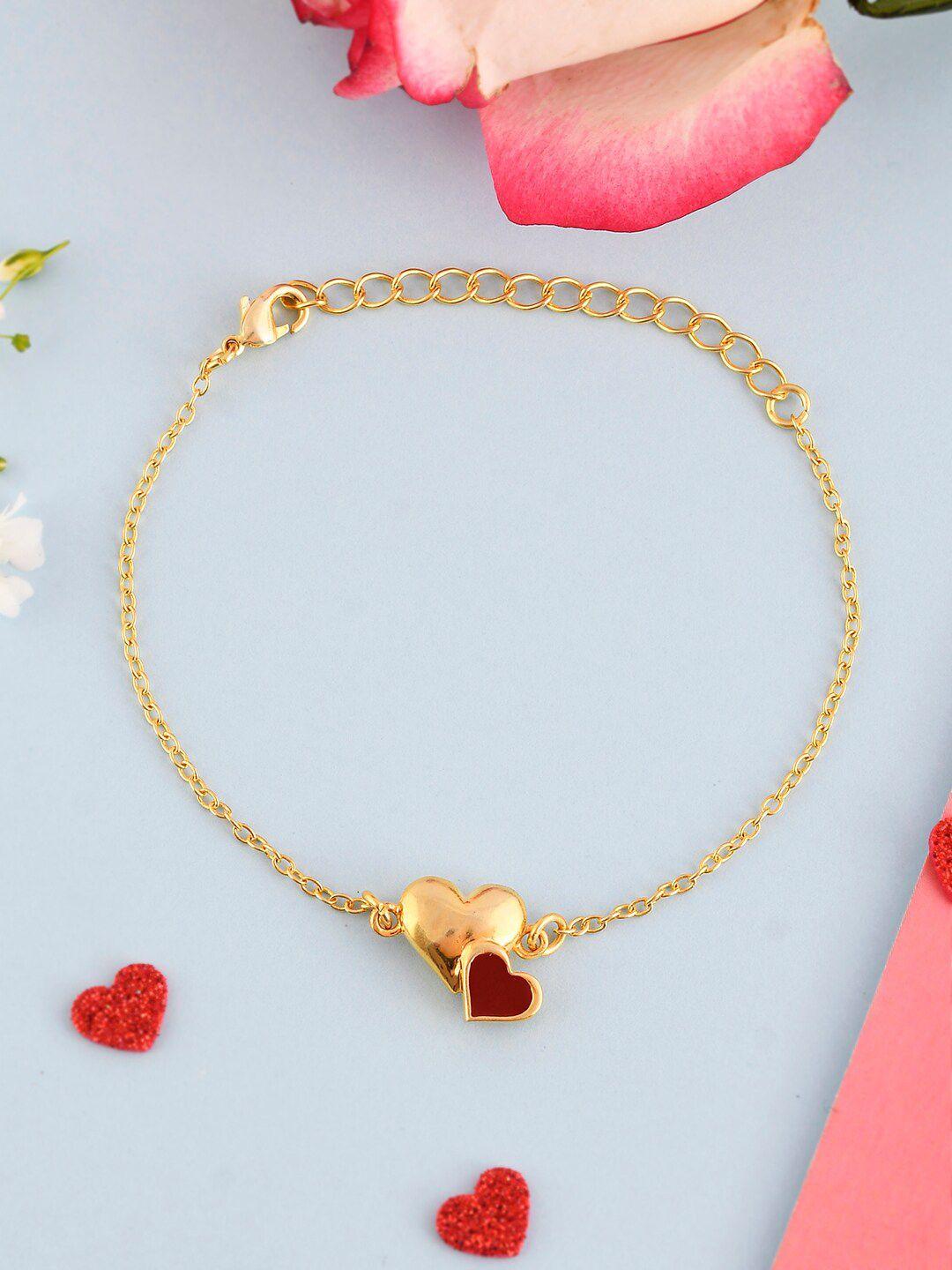 voylla women gold-plated valentine's day collection bonded hearts link bracelet