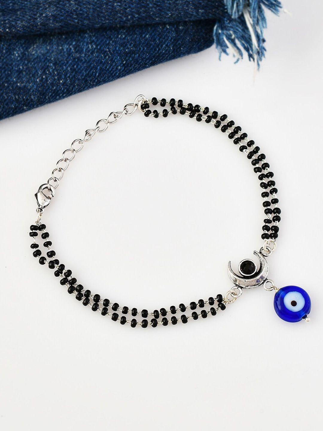 voylla women silver-plated evil eye charm bracelet