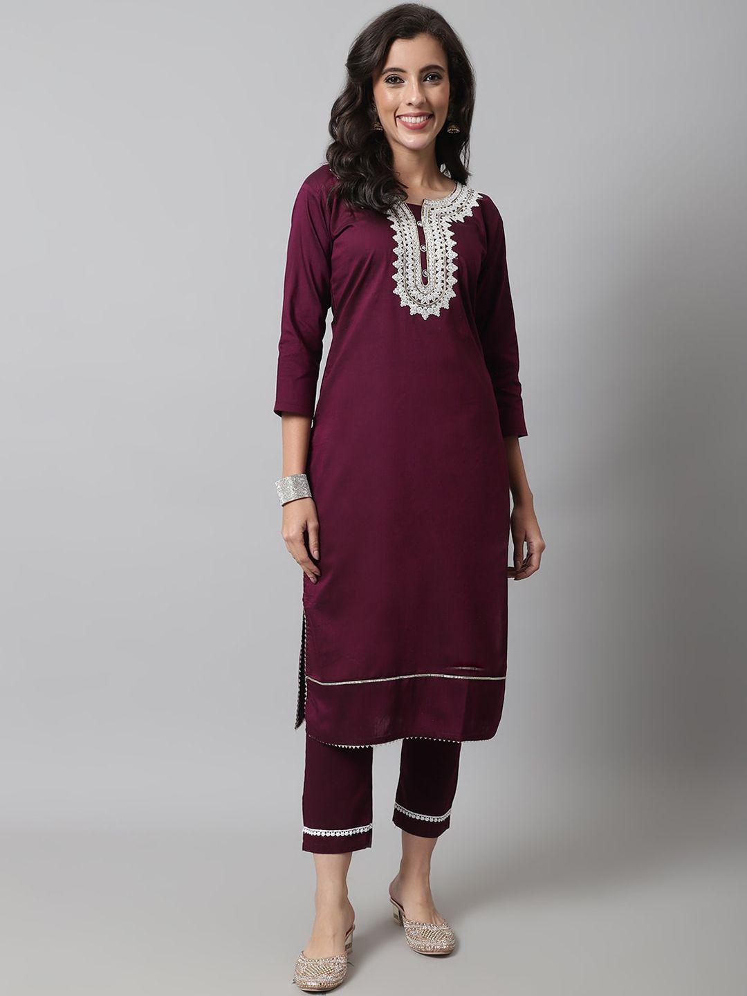 vredevogel floral embroidered thread work kurta with trousers & with dupatta