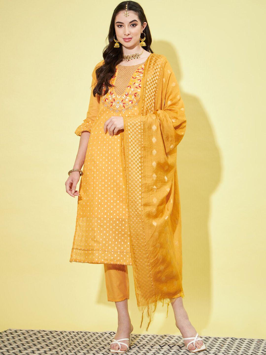 vredevogel floral embroidered kurta with trousers & dupatta