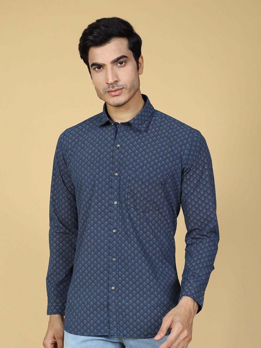 vriksh geometric printed cotton casual shirt